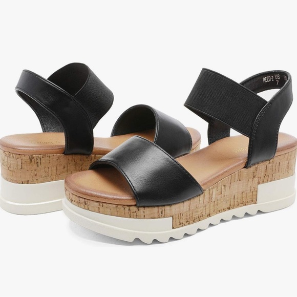 DREAM PAIRS Women's Open Toe Casual Platform Sandals - Picture 4 of 10